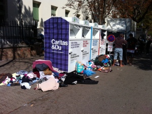 Caritas' donation containers